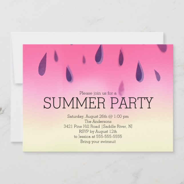 Fraise moderne Été Barbecue Fête Invitation (Devant)