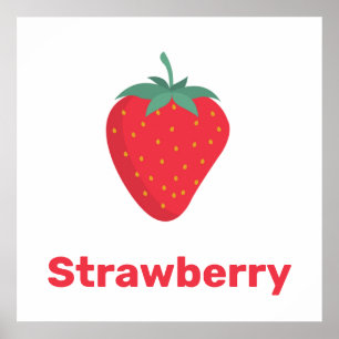 Fraise rose avec poster de mots