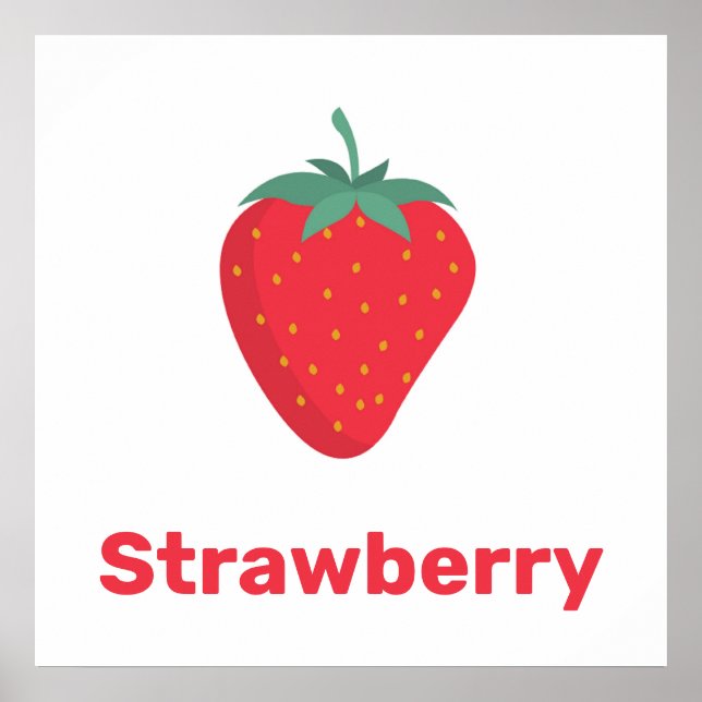 Fraise rose avec poster de mots (Devant)