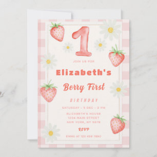 Fraise rose Invitation Anniversaire