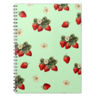 Fraise sur carnet vert simple moderne