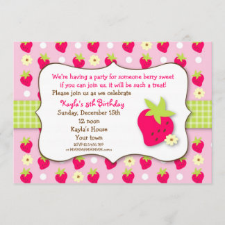 Fraise Sweet Berry Invitations de fête d'anniversa