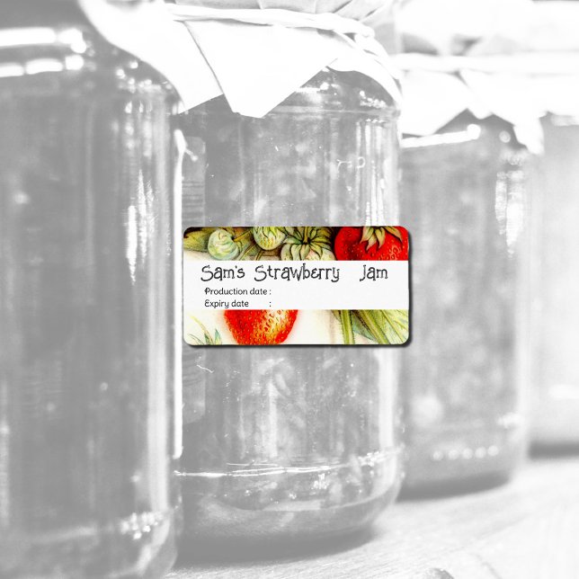 fraise vintage - Étiquette Jam no2 personnalisé (Créateur téléchargé)