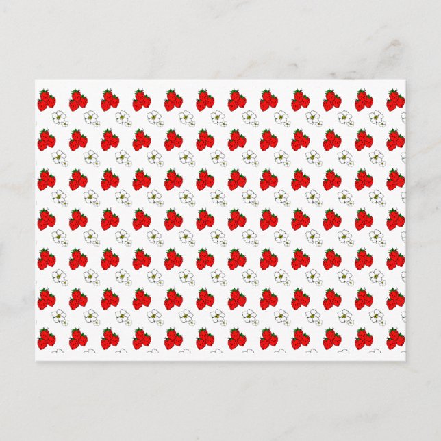 Fraises et fleurs Carte postale Motif vierge (Devant)