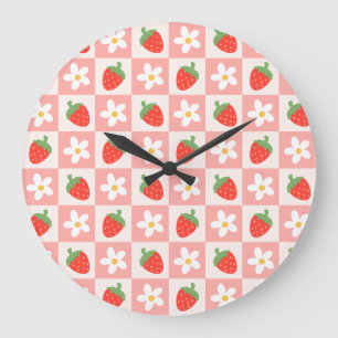 Fraises et Fleurs Douces Horloge
