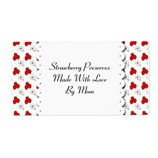 Fraises et fleurs Étiquette personnalisé (Devant)