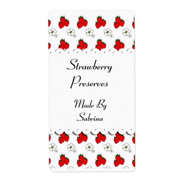 Fraises et fleurs Étiquette personnalisé (Devant)