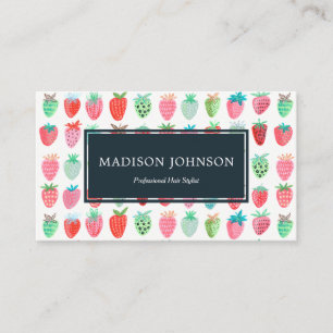 Fraises Monogramme rouge sur mesure   CARTE DE VIS