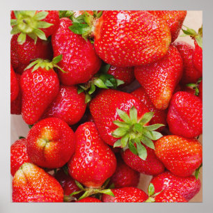 Fraises / Poster de cuisine en bois