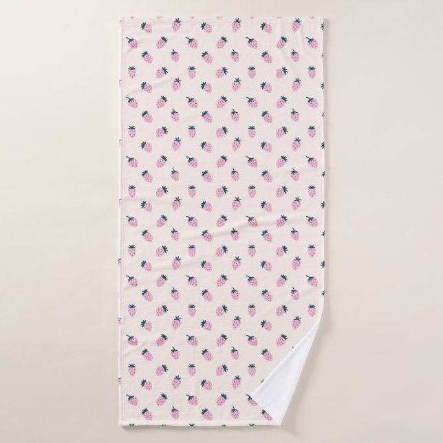 fraises rose (Serviette de bain)