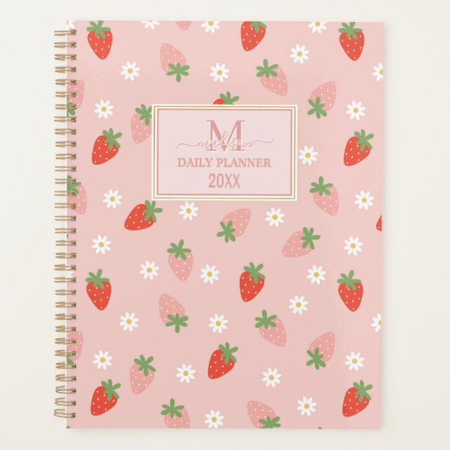 Fraises rose et rouge doux Monogramme Quotidien (Devant)