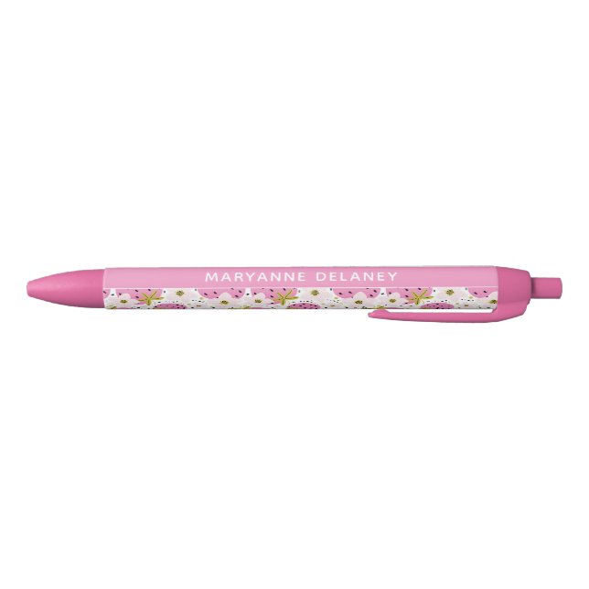 Fraises rose Nom personnalisé stylos (Bas)