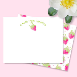 Fraises roses et points mignonette carte de note f