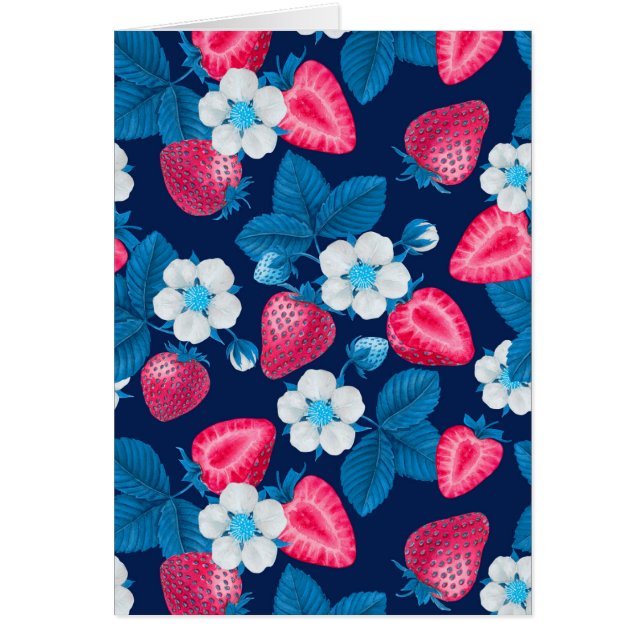 Fraises roses sur bleu (Devant)