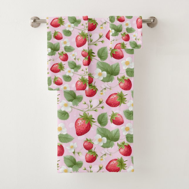 Fraises Rouge Rose Blanc Blanc Vert Floral (En situation)