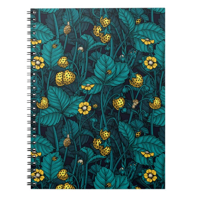 Fraises sauvages, carnet jaune et bleu (Devant)