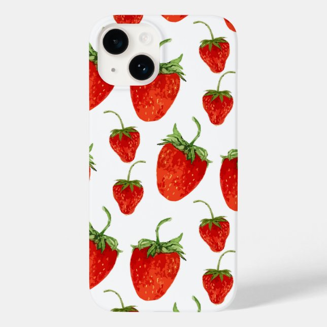 Fraises sur coque iphone blanc (Verso)