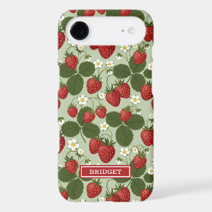 Fraises sur monogramme vert