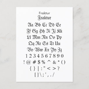 Fraktur - Zazzle Font Sampler Sheet Postcard