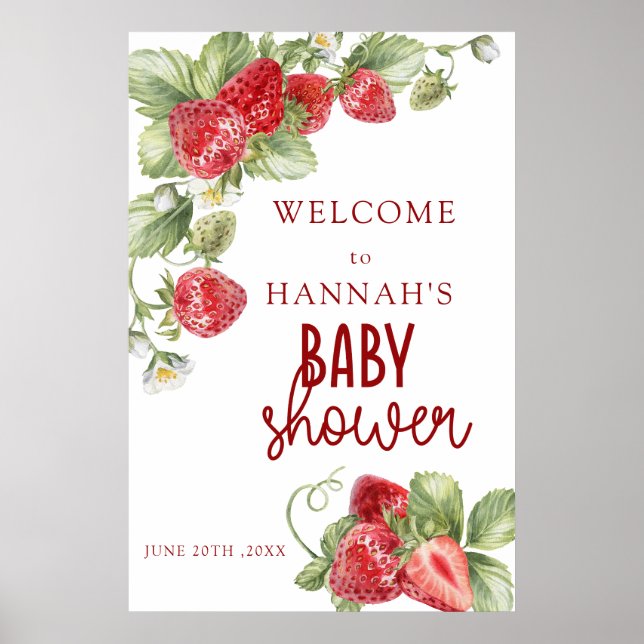 Framboise | Affiche de bienvenue baby shower (Devant)