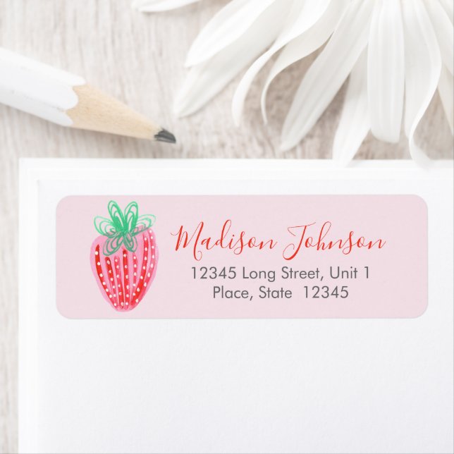 Framboise | BABY SHOWER | Étiquettes d'adresse de  (En situation)