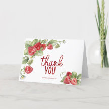 Framboise | Carte de remerciements de script éléga