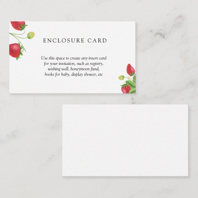 Framboise | Cartes de boîtier d'insertion Sweet (Devant / Derrière)