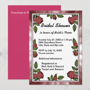 Frame and Red Roses Bridal Shower Invitation
