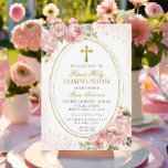 Frame Blush pink Roses First Holy Communion  Invitation<br><div class="desc">Frame Blush pink Roses First Holy Communion 
Primera Comunión
Greenery First Holy Communion, 
greenery first holy communion invitation</div>