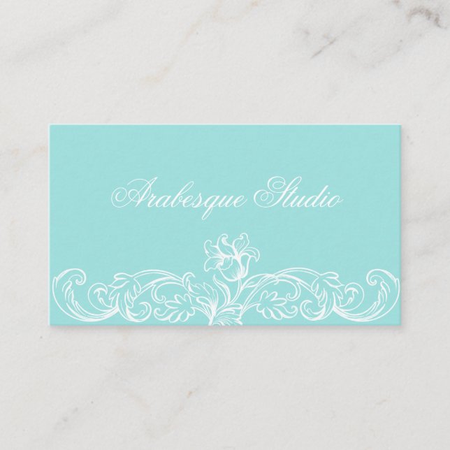 Frame floral laiteux blanc sur Carte de visite ble (Devant)