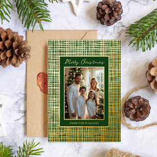 Frame Foil Christmas Card Template Customize Green