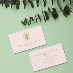 Frame Gold Leaf Minimal Botanical Cream Shade Pink Business Card