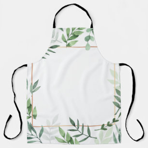 Frame leaves watercolor background apron