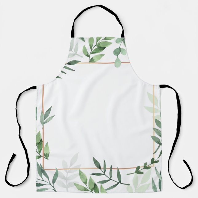 Frame leaves watercolor background apron (Front)