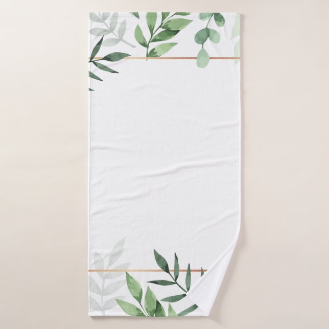 Frame leaves watercolor background bath towel (Bath Towel)