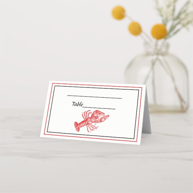 Frame Vintage Red Lobster #1 Drawing Place Card (Front)