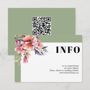 Frame with rhododendron branch and flowers wedding enclosure card