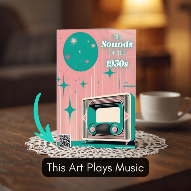 Framed 1950s Music Art Dementia Gift with QR Code (Créateur téléchargé)