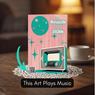 Framed 1950s Music Art Dementia Gift with QR Code Acrylic Sign