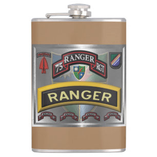 Framed 75th Ranger Regiment Design Hip Flask