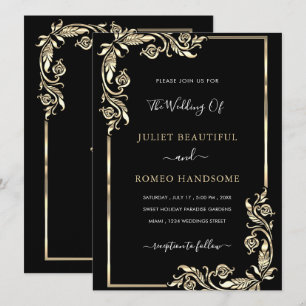 Framed Black God Wedding Invitation Template