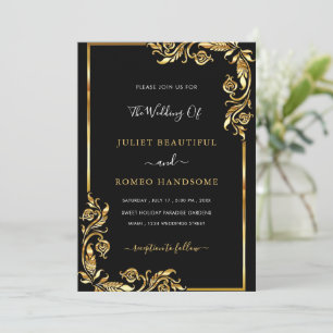 Framed Black Gold Wedding Invitation Template