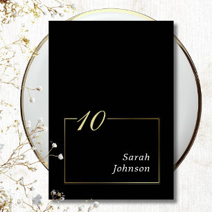 Framed Black White Gold Elegant Script Minimal Table Number