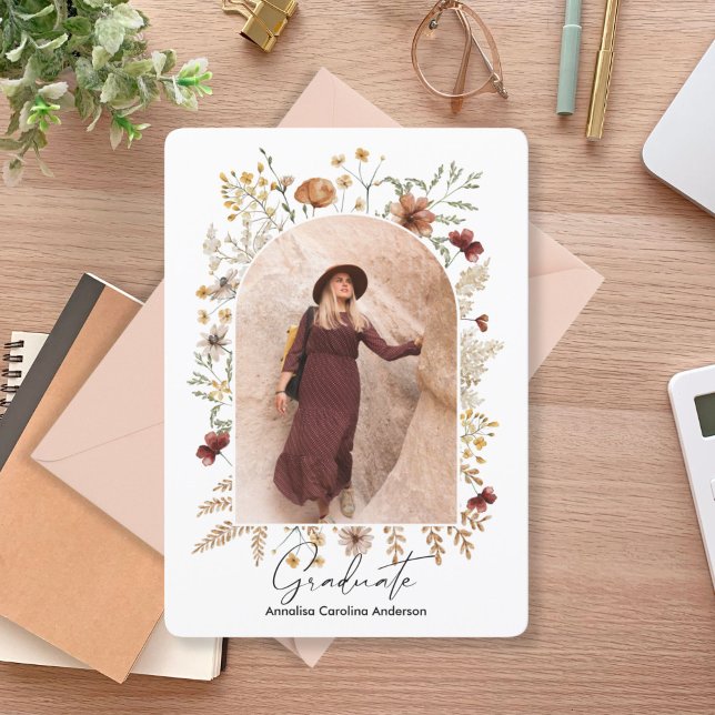 Framed Boho Floral Arch Graduate Invitation (Creator Uploaded)