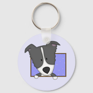 Framed Cartoon Border Collie Keychain