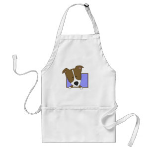 Framed Cartoon Brown Border Collie Standard Apron