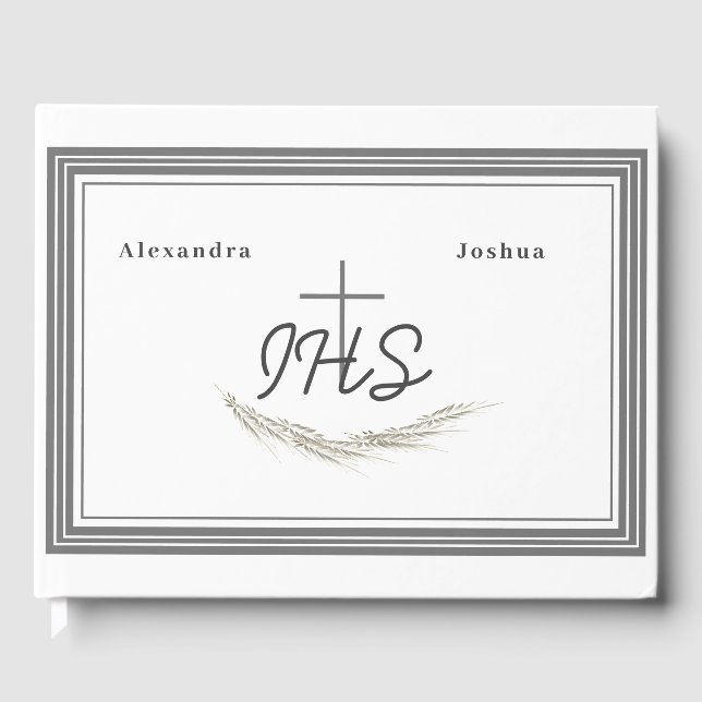 Framed Catholic Bible-Verse Rehearsal Dinner Guest Book (Front)