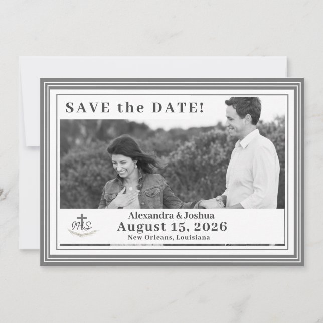 Framed Catholic Bible-Verse Save the Date (Front)