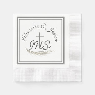 Framed Catholic Bible Verse Wedding  Napkin