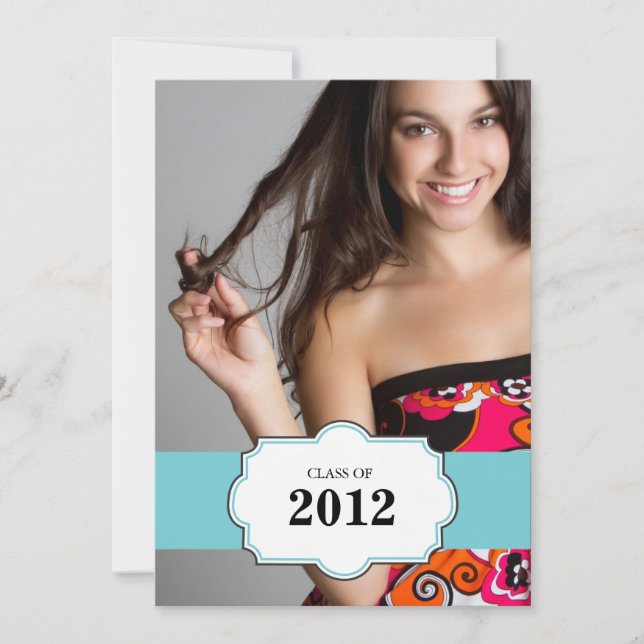 Framed Class of Graduation Invitation-turquoise Invitation (Front)